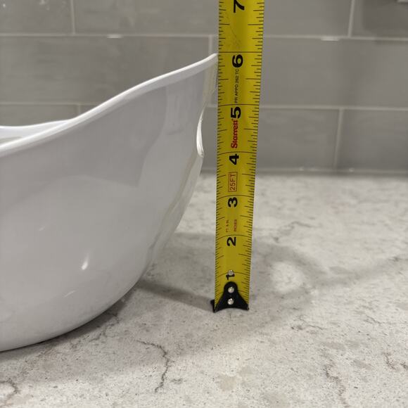 White Handled SERVING BOWL 13x7.5” Melamine ARTISAN DE LUXE Salad Serve NEW - Picture 8 of 8